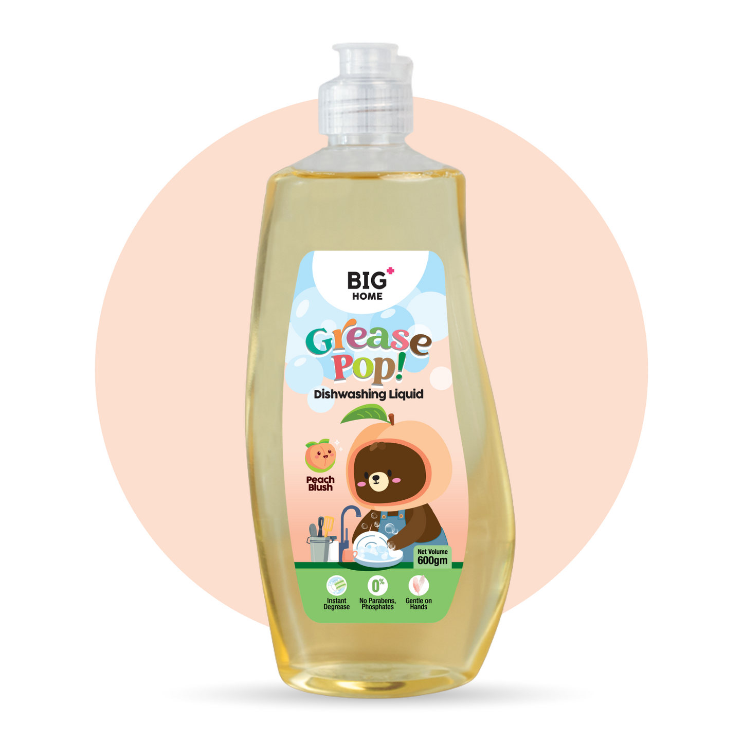 BIG+ GreasePop! Dishwashing Liquid (Peach Blush)